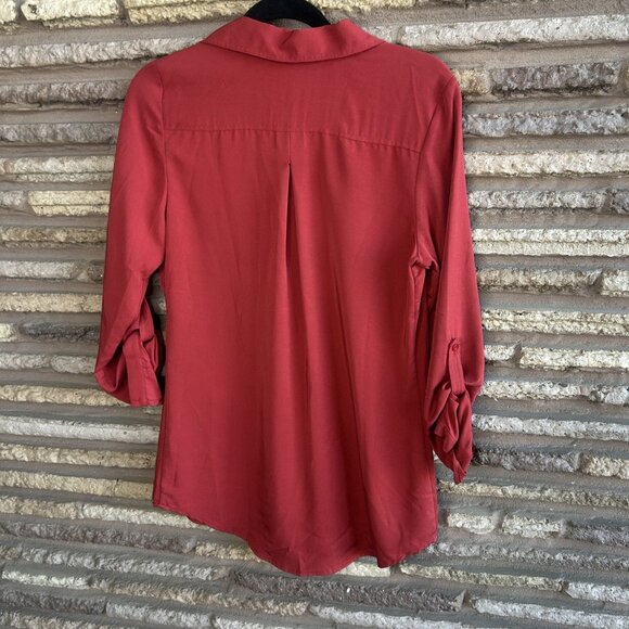FDJ French Dressing Jeans Paprika Tunic Length Roll Tab Sleeve Blouse NWT Large - Picture 10 of 10